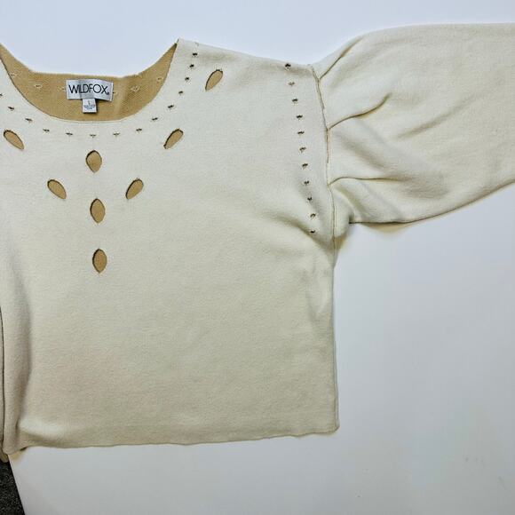 Wildfox Sweater with Balloon Sleeves and Cutouts Size Large - Picture 4 of 9